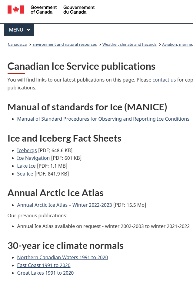 Canadian Ice Service publications