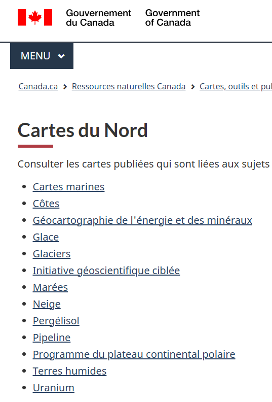 Cartes du Nord (Ressources naturelles Canada)