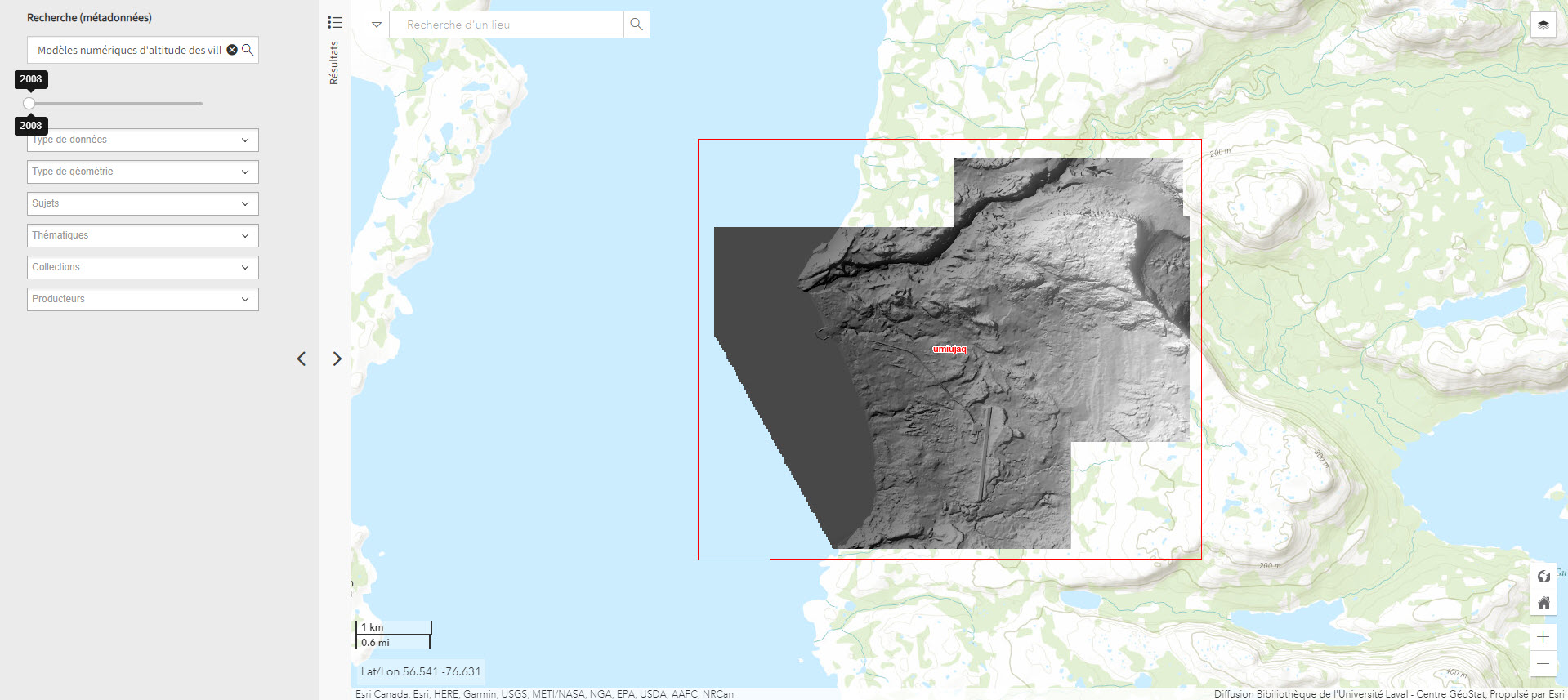 Modèles numériques d’altitude des villages nordiques à l’échelle 1/2 000 (Géoindex)