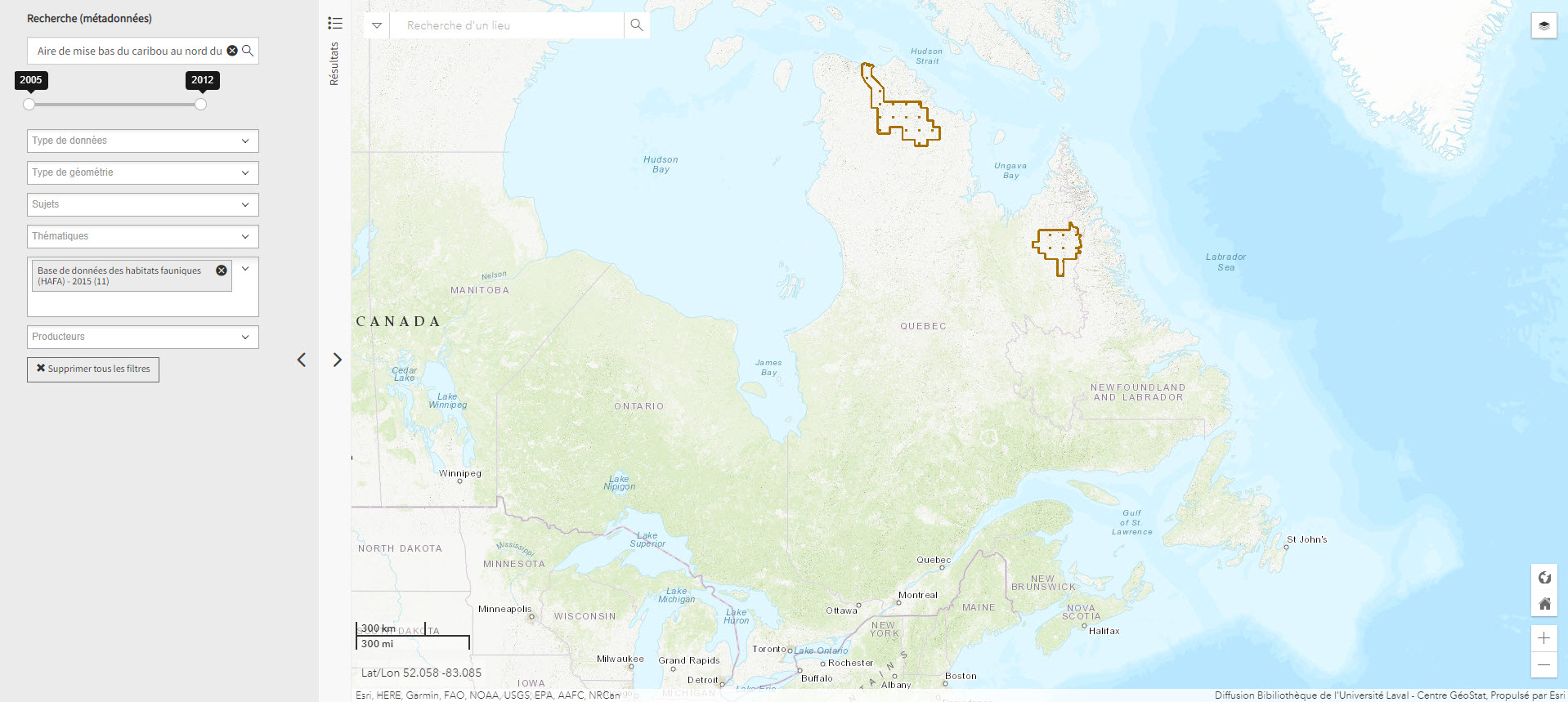 Mise bas du caribou (Géoindex)