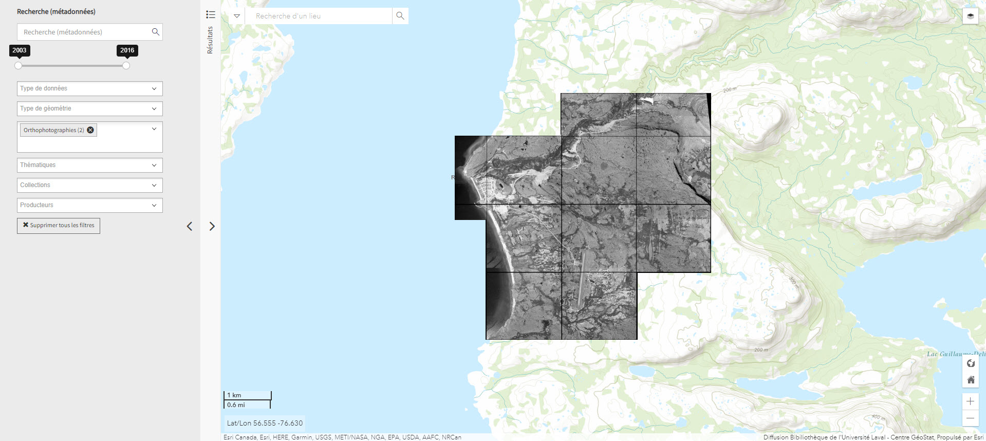 Orthophotographie noir et blanc des villages nordiques 1/10 000 (2004) (Géoindex)