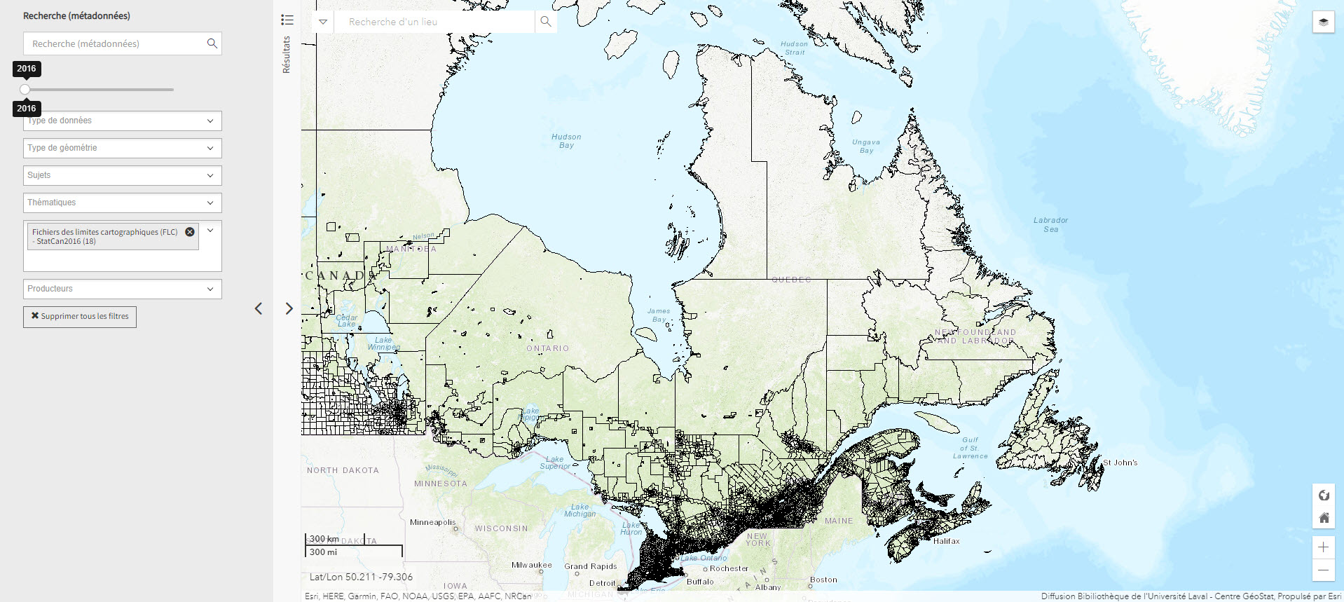 Fichier de limites cartographique de Statistiques Canada (2016) (Géoindex)