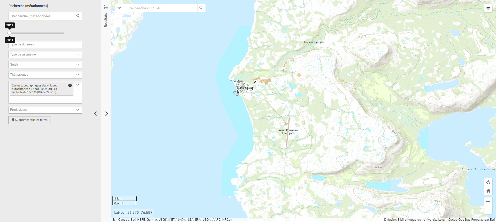 Cartes topographiques des villages autochtones du nord (2009-2011) à l’échelle de 1/2 000 (BDVN-2K) (Géoindex)