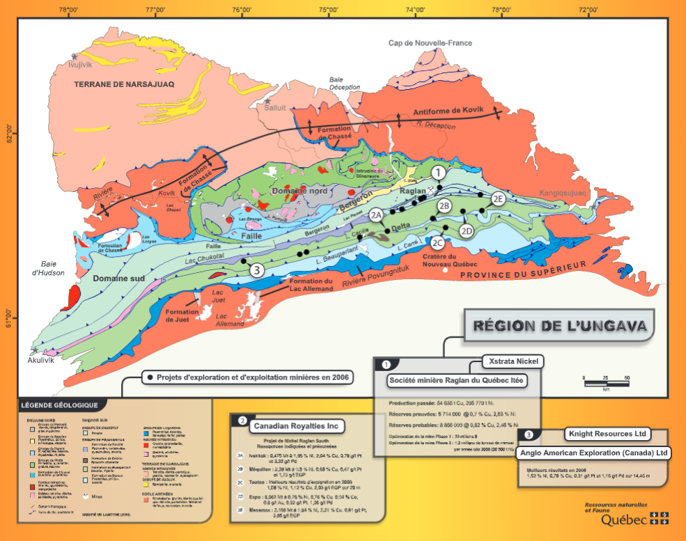Cartes de l’activité minière des régions de la Baie-James et de l’Ungava (BAnQ)