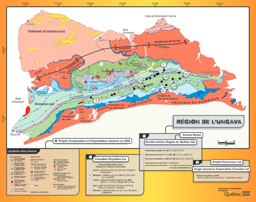 Maps of mining activity in the James Bay and Ungava regions (BAnQ)